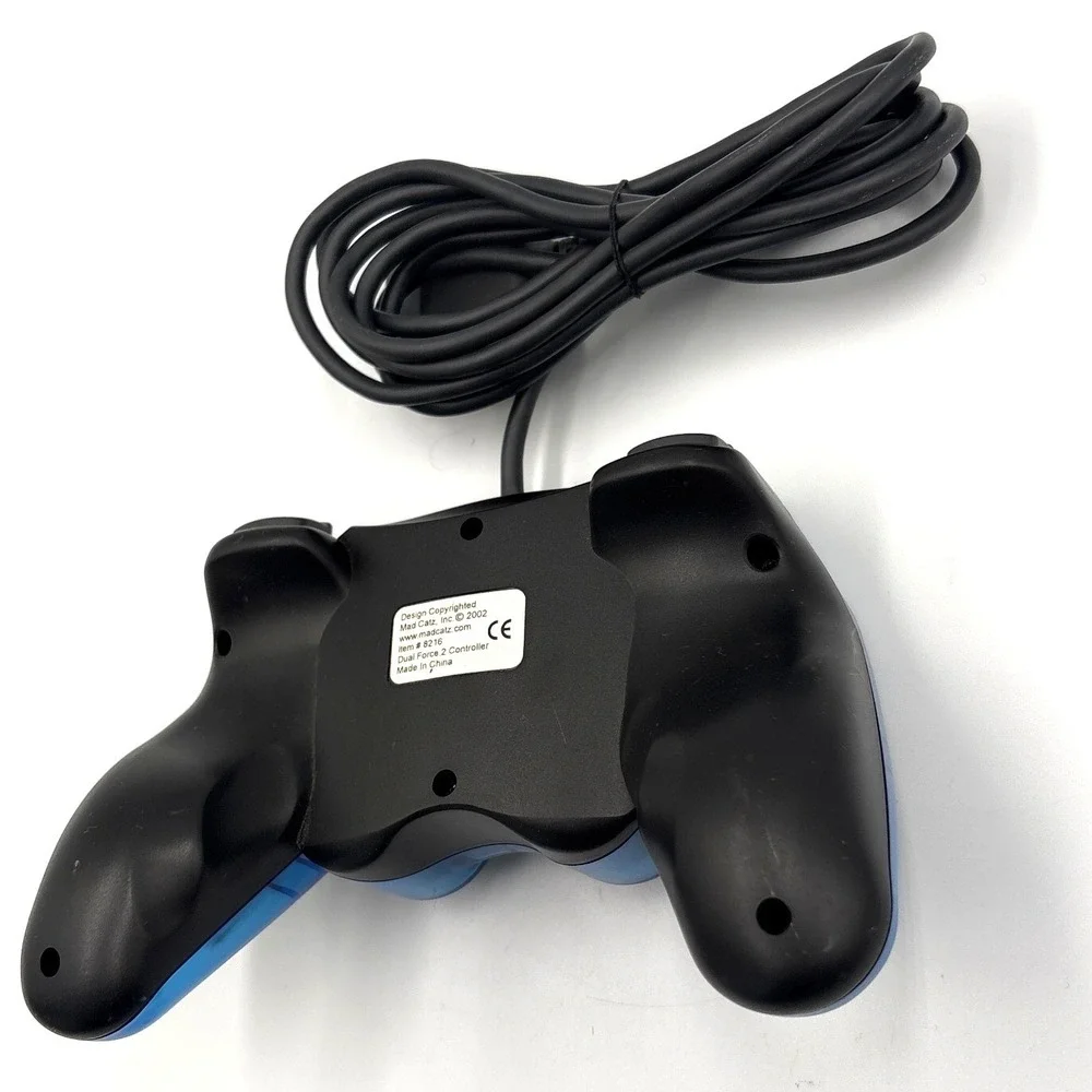 Mad Catz Dual Force 2 PS2 Controller Translucent Blue‎ Wired Gamepad 8216 2002